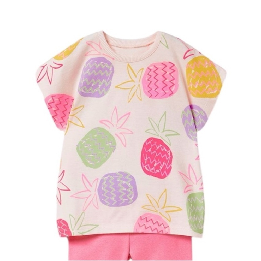 Zara|Kids Short Sleeve Tee with Pink and Green Pineapple Print- Size 4-5 years